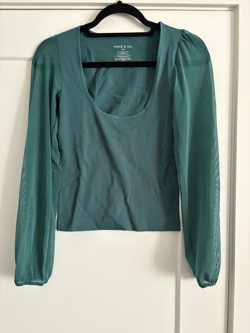 Teal Long-Sleeve Scoop Neck Top